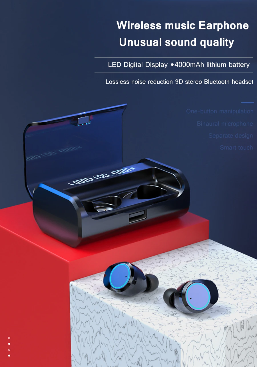 Bluetooth наушники G06 TWS с глянцевым внешним видом 9D бас объемный водонепроницаемый гарнитура удобные безболезненные беспроводные наушники