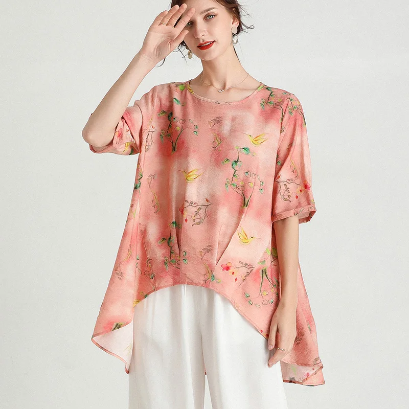 

Woman Cotton Linen Tops Tshirts Fashion Solid Irregular Elegant Plus Size 2021 Lady Casual Teeshirts Tees Female 4XL