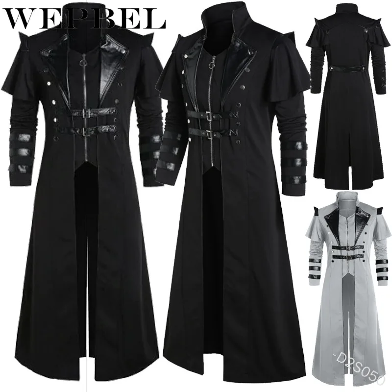 

Mandylandy Punk Rave Fashion Mens Zipper Punk PU Steampunk Visual Kei Gothic Long Jacket Coat