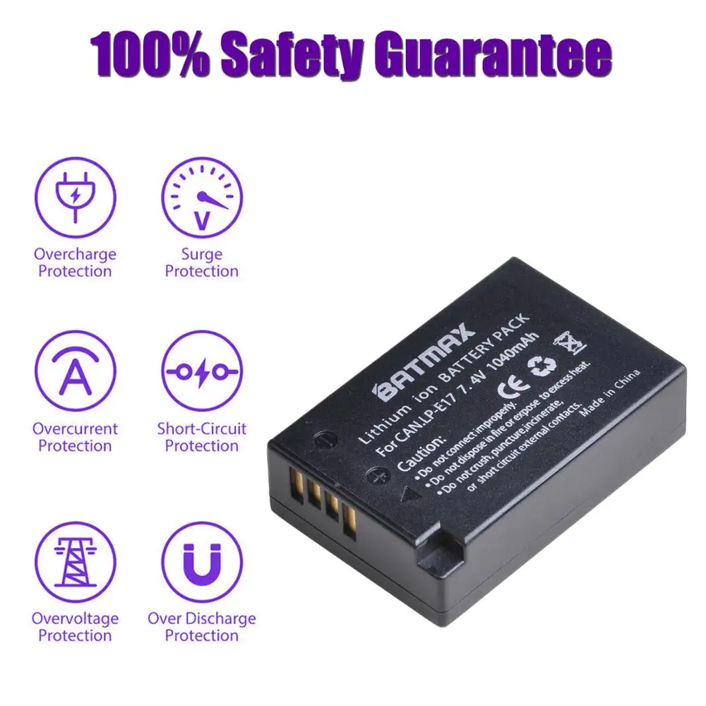Batmax LP-E17 LPE17 LP E17 Camera Battery+NEW LED Dual USB Charger for Canon EOS RP 200D 250D M3 M5 M6 750D 760D T6s 800D 8000D |