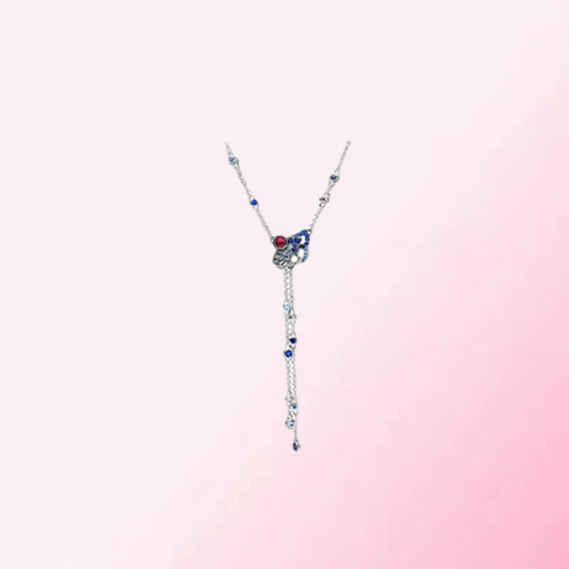 

PanDO 925 Sterling Silver Custom Fan-shaped Blue DIY Necklace 398183SRUMX
