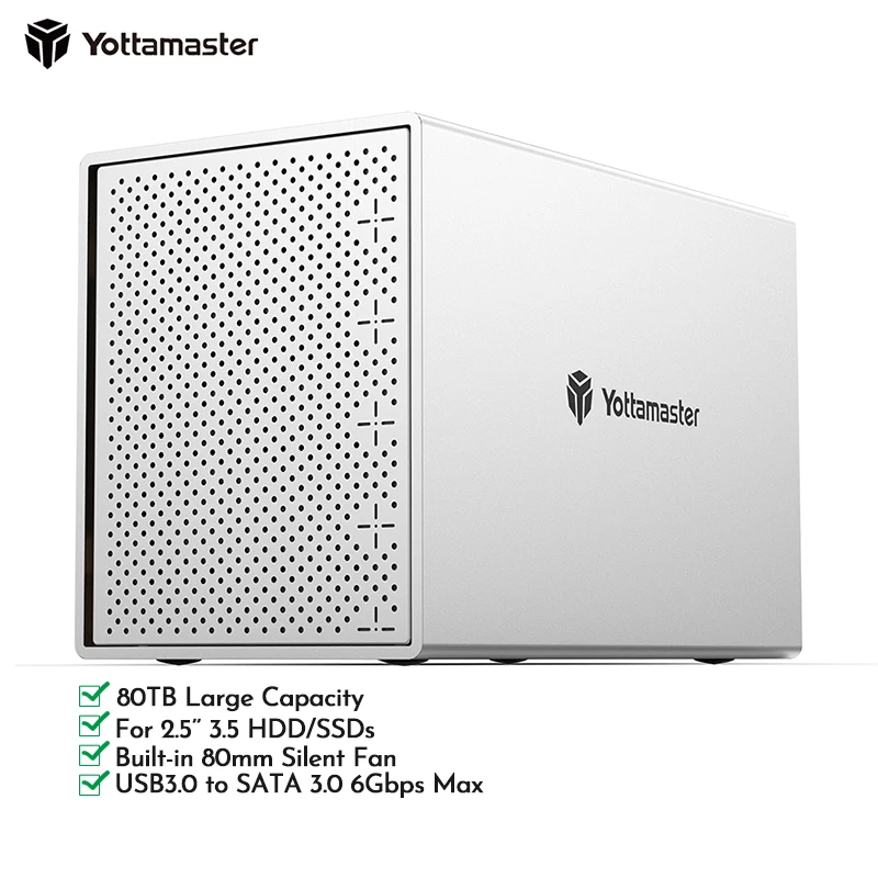 Алюминиевый корпус для внешнего жесткого диска Yottamaster PS500U3 5 отсеков USB 2 поддержка
