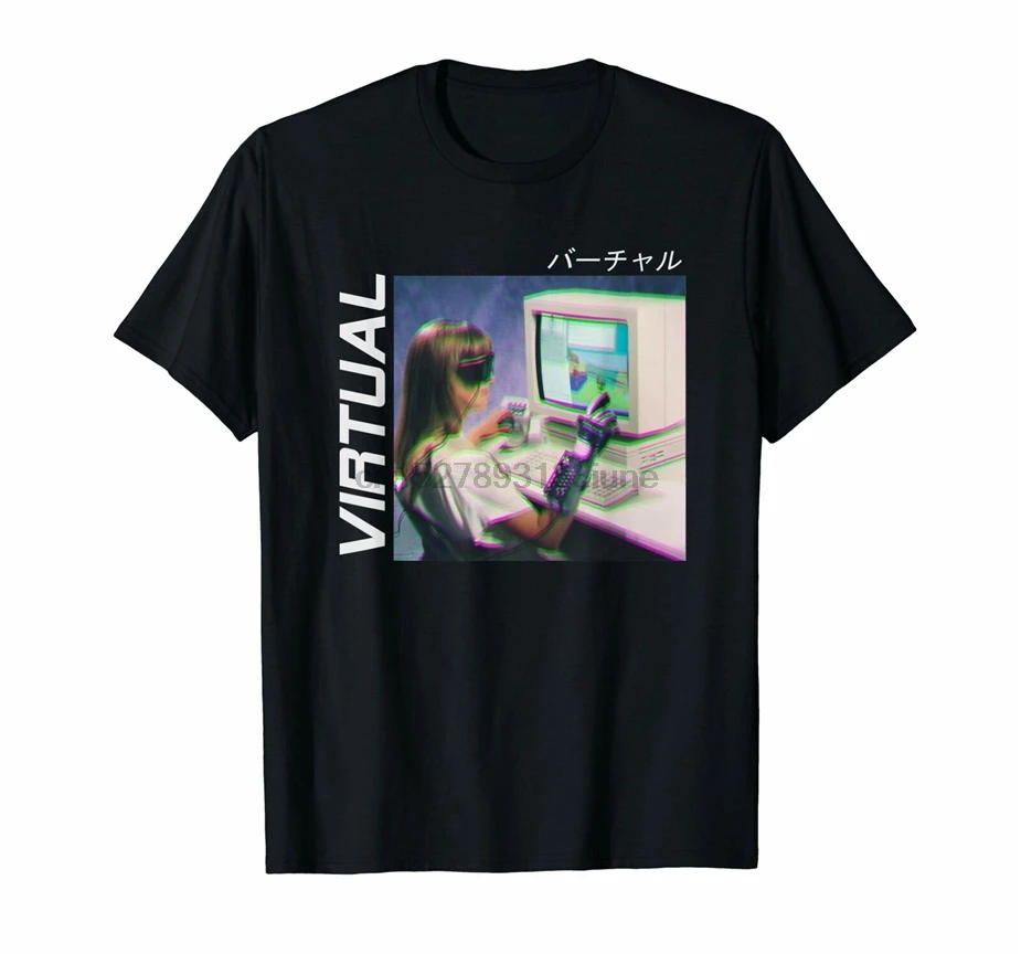 Vaporwave 90S глюк Vhs эстетика Виртуальная футболка Подарочная на день