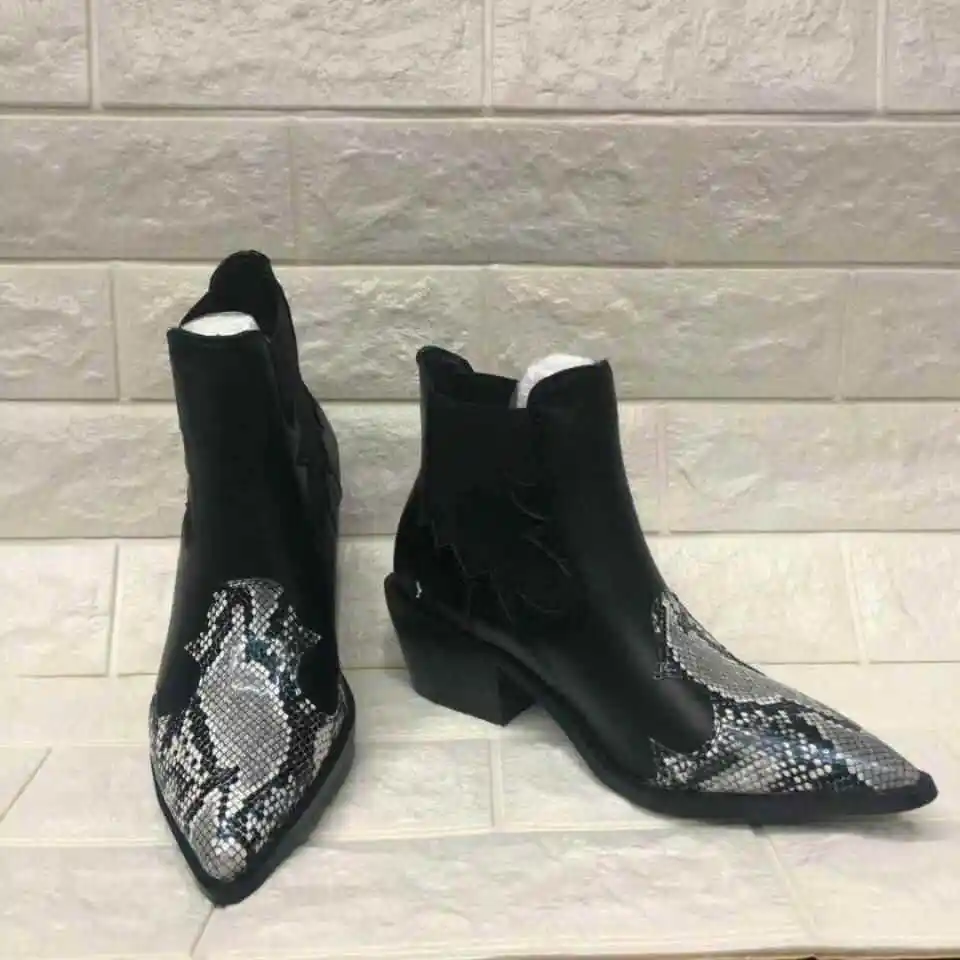 

ASUMER Plus size 34-43 New genuine leather boots women pointed toe mixed color spring autumn western boots ladies ankle boots