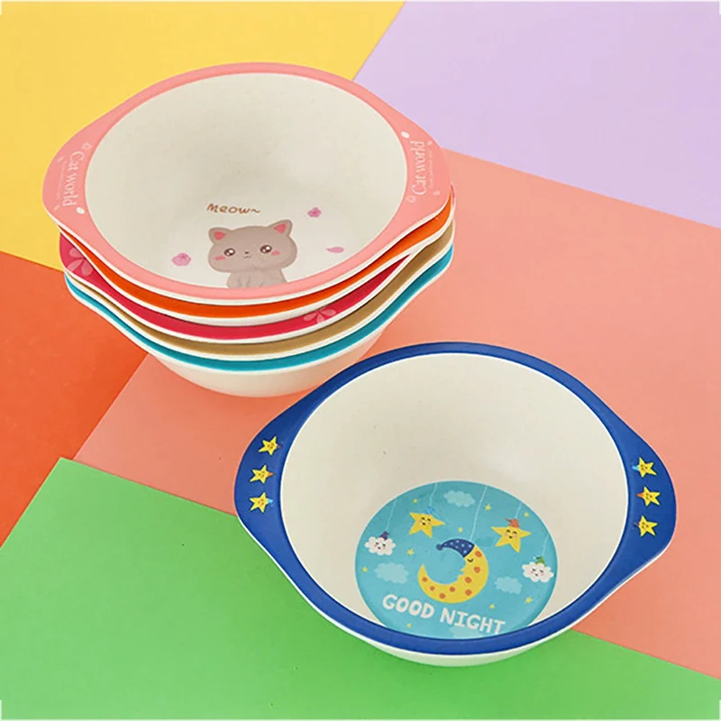 

Anti-hot Training Bowl Baby Feeding Tableware Eco-Friendly Wheat Straw Infant Plate Children Dish Dinnerware Kids