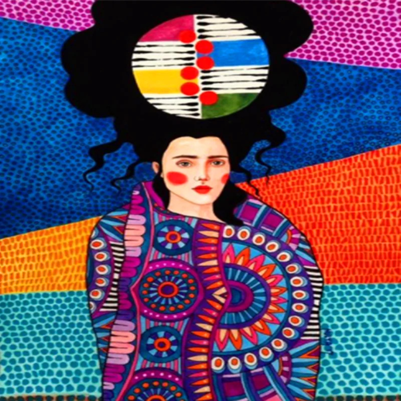 

Abstract Colorful Girl Wall Art Canvas Painting Nordic Poster Flower Hair Cuadros Wall Pictures For Living Room Vintage Unframed