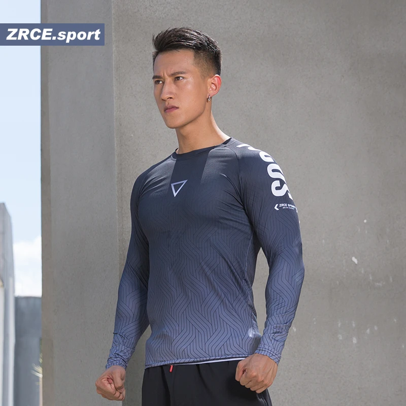 Мужская футболка для бега ZRCE Спортивная с длинным рукавом реглан бодибилдинга