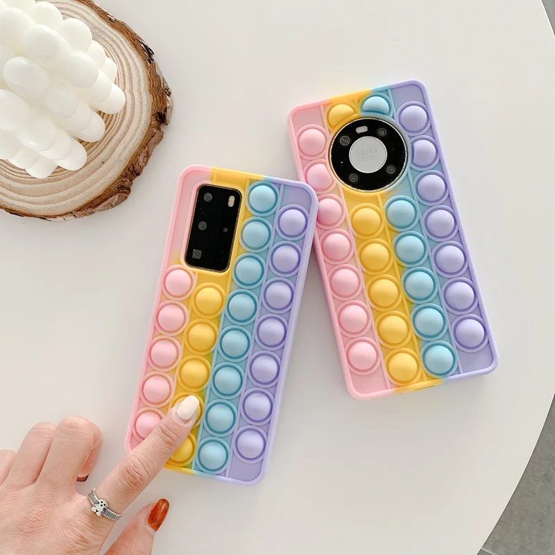 Пузырьковый чехол Push It для Huawei Mate 40 Pro 30 P40 Lite 5G P30 Nova 8 7 SE 6 5t 4 3 Honor 50 60 20 8X Popit задняя
