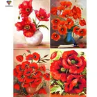 Алмазная вышивка, квадратныекруглые стразы, живопись, красные цветы алмазная вышивка, товары для дома