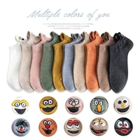 ankle socks size 35 42 funny women socks fashion happy cotton embroidered expression ladies cartoon candy color short sock 1pair