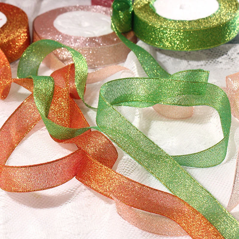 25 ярдов/рулон серебристые блестящие ленты 2 см | Дом и сад