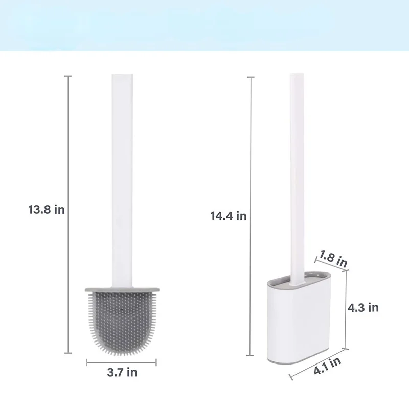 

Silicone Bristles Toilet Brush and Holder for Bathroom Storage and Organization Compact Wall Hang Cleaning Kit WC Accessories