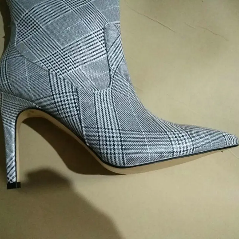 TXCNMB 9CM High Heels Thigh High Boots Shoes Women Winter Snow Shoe Woman Black Leather The Knee Boots Long Winter Boots