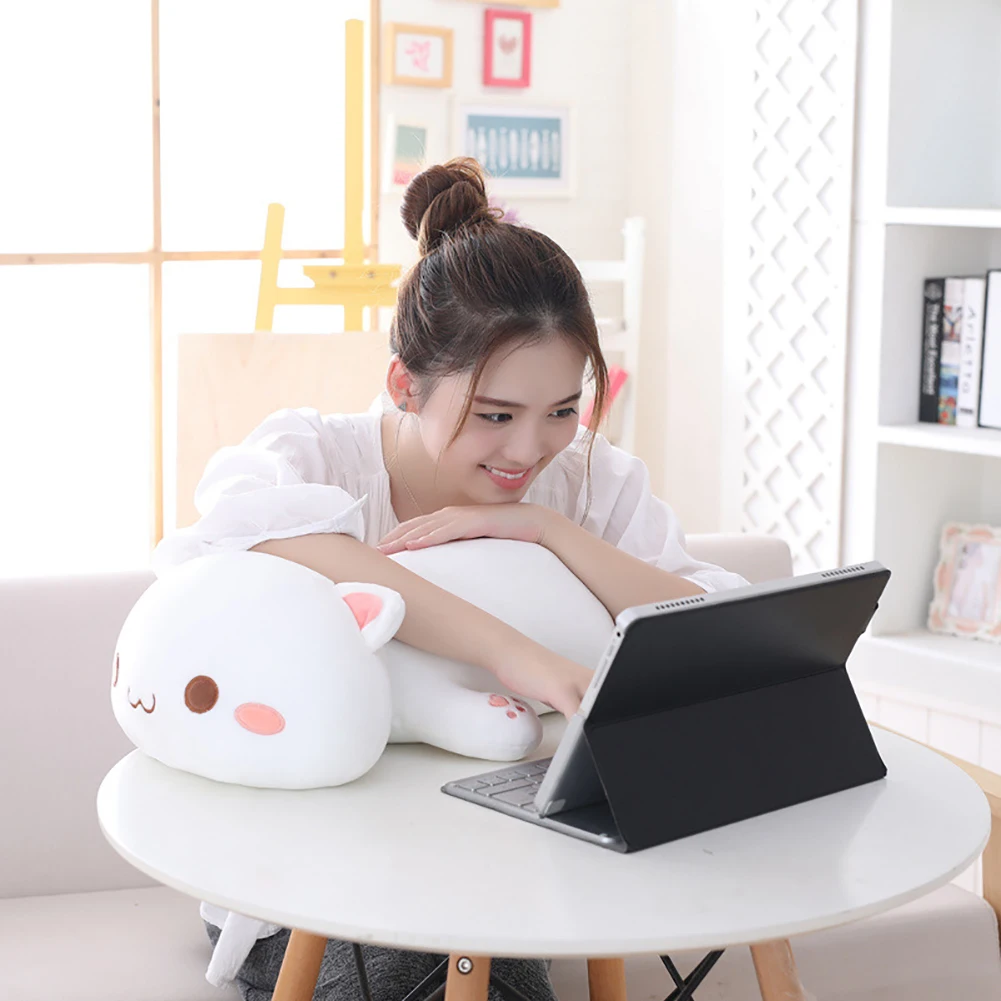 Kawaii Лежащая Кошка Животное Кукла Плюшевая мягкая подушка под спину Подушка детская игрушка подарок мягкая мультяшная Подушка подарок ребенку на Рождество новинка