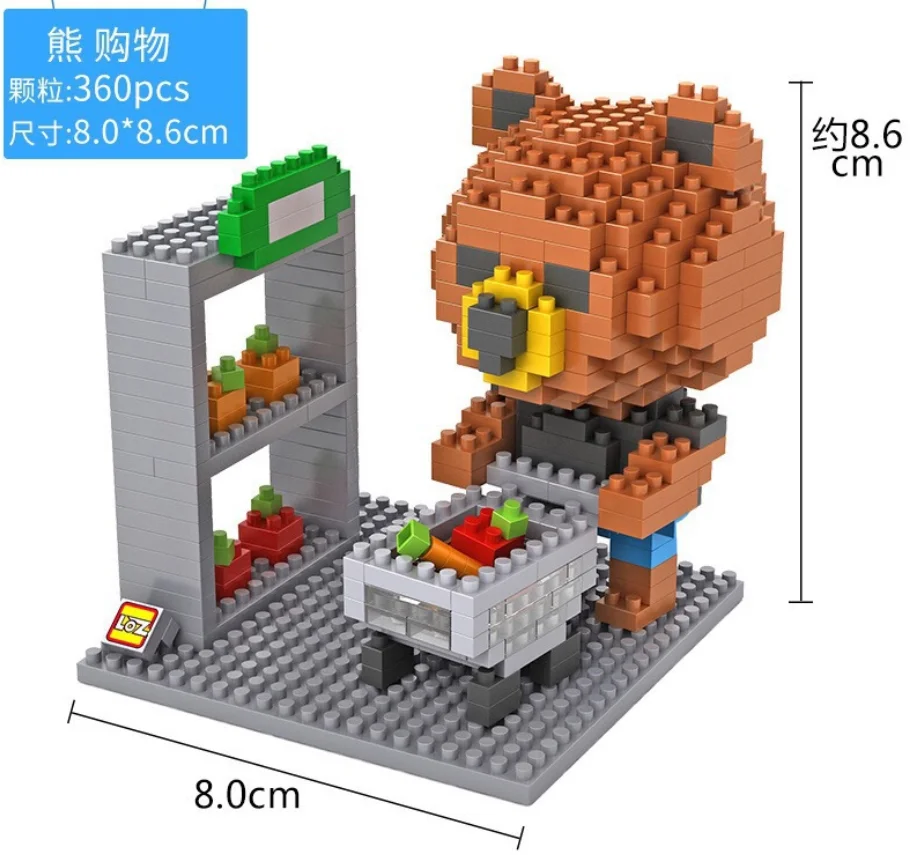 Loz милый мини маленький медведь микро алмазные строительные блоки для гольфа