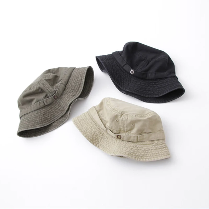 Satin Al Ücretsiz Kargo Yüksek Kaliteli Kova Şapka Unisex Çiftler Yıkama Pamuk Balıkçılık Açık Güneşlikli Kep Avcılık Tuval Nakış M-XL Boyutları