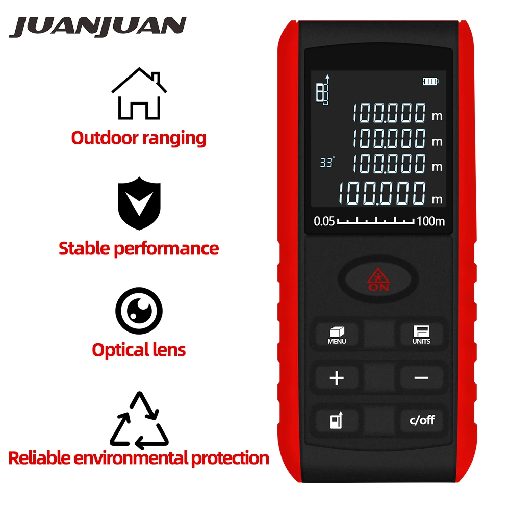 Цифровой 100 м лазерный дальномер ручной Измерение объема площади с индикацией