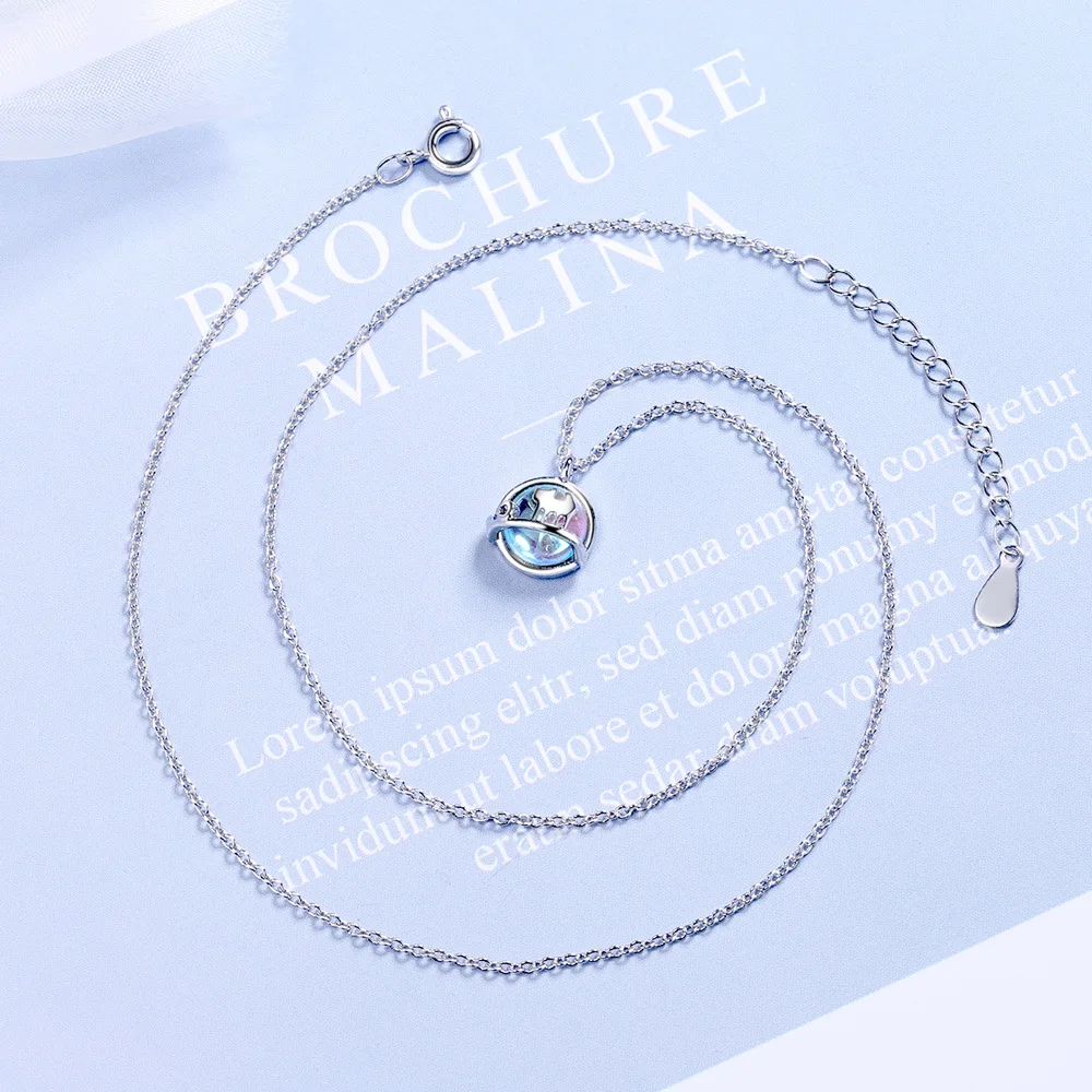 Женская короткая цепочка на ключицы Cat's Eye ожерелье из стерлингового серебра 925