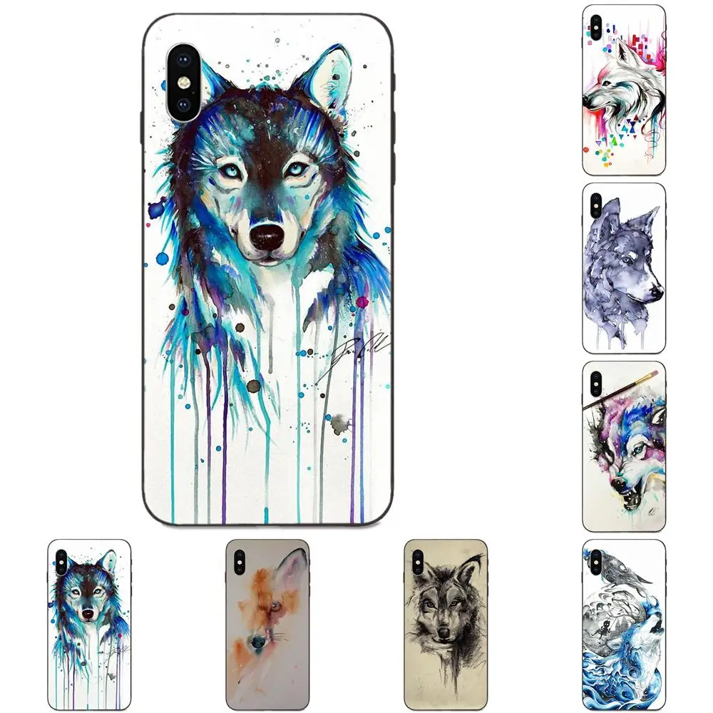 Акварель волк стиль дизайн для Apple iPhone 4 4S 5 5S SE 6 6S 7 8 11 Plus X XS Max XR Pro Max|Бамперы| |