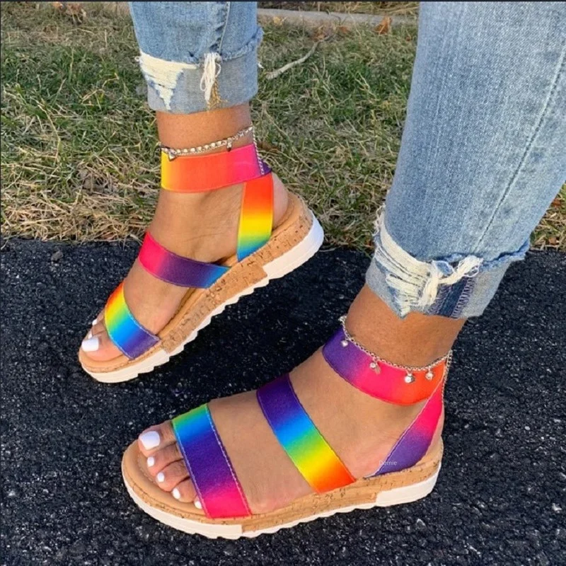 

Women's Sandals Summer New Style Flat Color Slip-on Casual Shoes Outdoor Comfortable Light Walking Shoes 2021 Women's Shoes