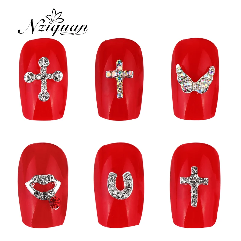 

NIZIQUAN 10 шт. 3D металлический крест для украшения ногтей инкрустированная Корона Стразы аксессуары для украшения своими руками аксессуары для...