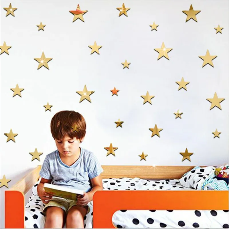 20PCS/Bag Mirror Wall Stickers Cartoon Stars Children Room Decoration Living Baby Green Home | Дом и сад