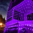 Уличная розовая фиолетовая сетчатая гирлянда s 1,5x1,5 м 3x2 м 6x4 м, Рождественская светильник лянда в виде сетки, сказочное освещение для елки, подвесная гирлянда s