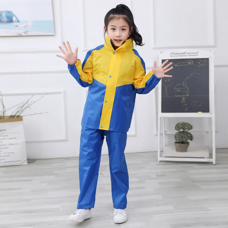 Модный комбинированный плотный плащ для мальчиков и девочек цвет дождевик брюки