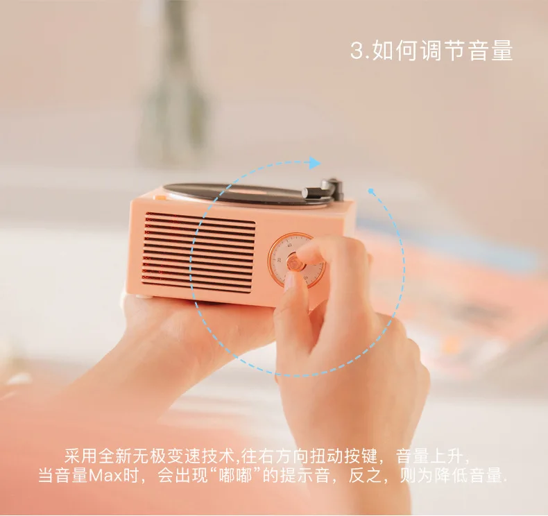

Portable Retro Speaker Wireless Bluetooth-compatible Subwoofer Home USB Charging Record Player Shape Nostalgic Loudspeaker