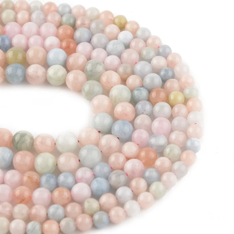

6/8/10MM High Quality Morganite Beads Natural Stone Round Loose Beads 15" Pick Size For Jewelry Making DIY Bracelets Material