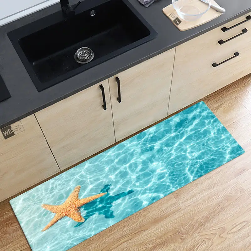 Sea Waves Beach Runner Rug Kitchen 3D Carpet Hallway Marine Carpet In The Bedroom On The Floor Custom Long Corridor Rug