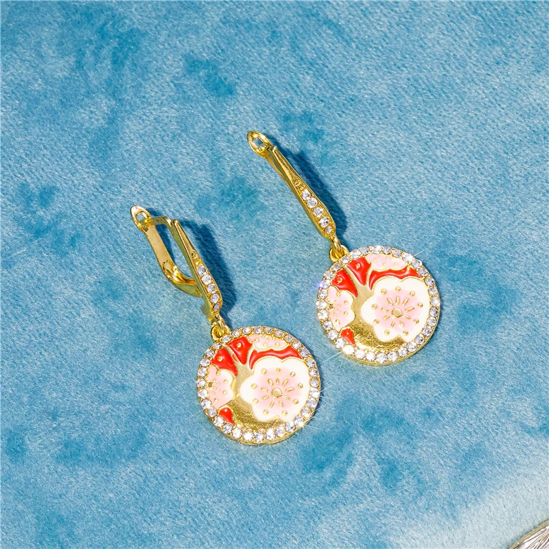 

Fashionable Simple Exquisite Round Flower Earrings Female Temperament Charm Romantic Valentine's Day Jewelry Gift Wholesale