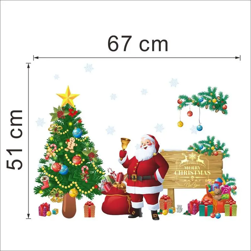 Merry Christmas Wall Stickers For Santa Claus Decoration Gifts Tree Window PVC Decor Glass Decals Xmas Mural DIY Art Poster | Дом и сад
