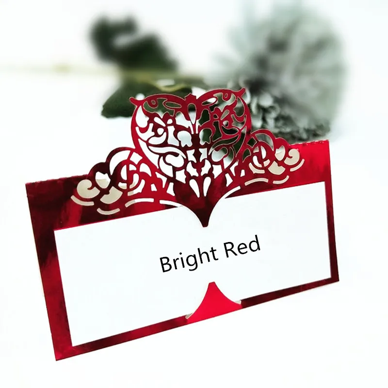 Bright red 50 шт белые полые в форме лебедя свадебные вечерние настольные карточки с именем для декора лазерная резка сидения Декорации для свадьбы 6Z - Цвет: Bright red