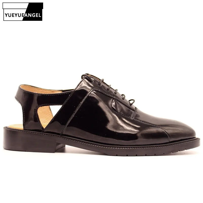 Мужские модельные туфли оксфорды из натуральной кожи сандалии с ремешком на