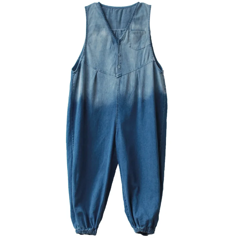 

IEQJ Loose Women Patchwork Pockets Single Breasted Jumpsuit New High Waist Pocket Stitch Pants Fashion Tide Summer 2021 3Y0025