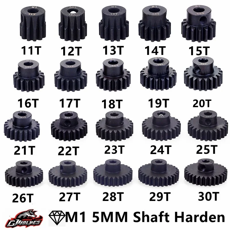 

High Quality 11T-30T Material Harden M1 5mm Shaft Metal Pinion Motor Gear for 1/8 RC Buggy truggy Monster truck