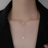 silver color star lariat necklaces for women exquisite fashion choker hollow pendant wedding party jewlery gifts