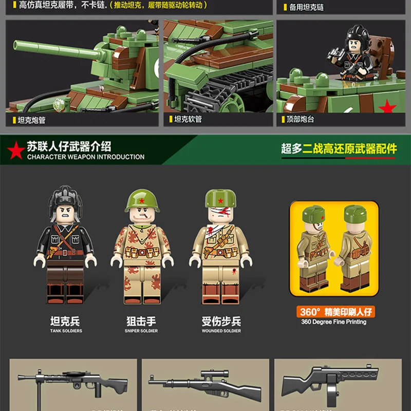 768 шт. военный рисунок Kv-1 тяжелый танк панзера Ww2 техника солдат строительные