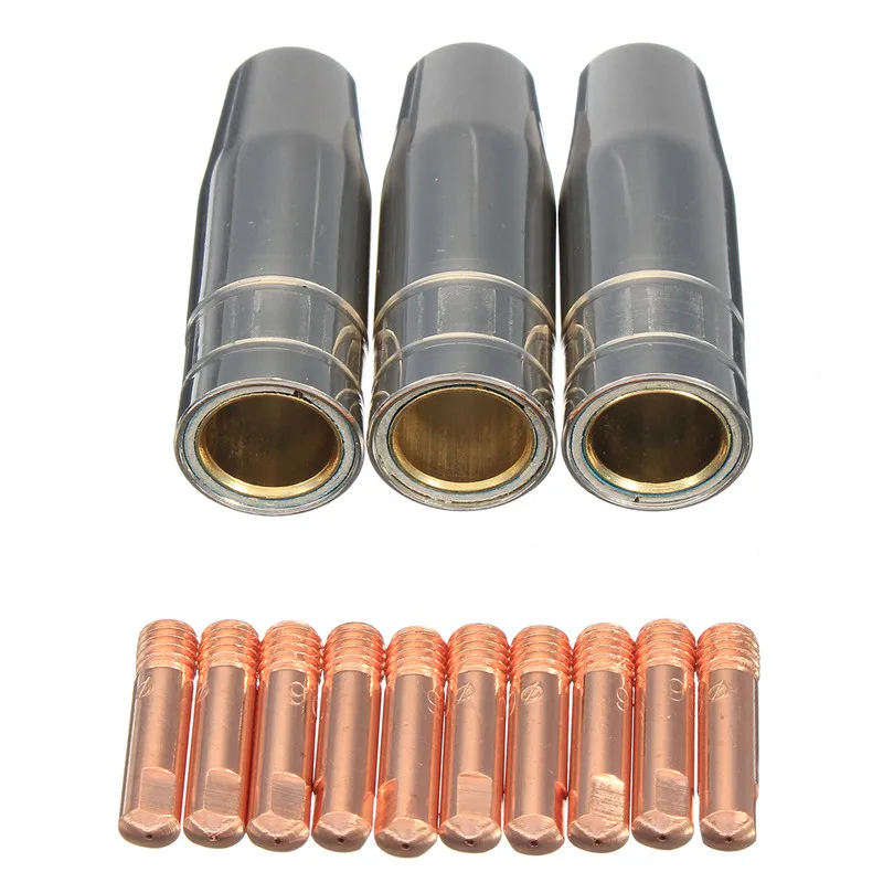 Hot 13Pcs CO2 Mig Welding Torch Aircooled MB 15AK Contact Tip Holder Gas Nozzle 0.8mm Welder Shield Shroud Nozzle Tip Kit