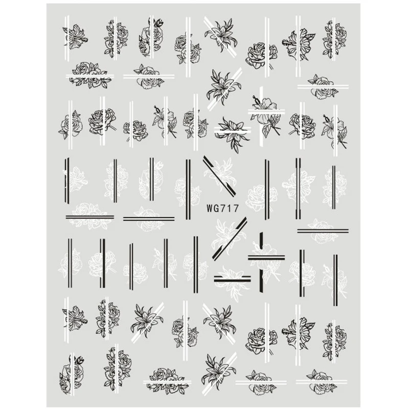 

3D наклейки для ногтей, клейкая линия Morning Glory, роза, пион, стикеры для маникюра, переводные наклейки, аксессуары из фольги для ногтей