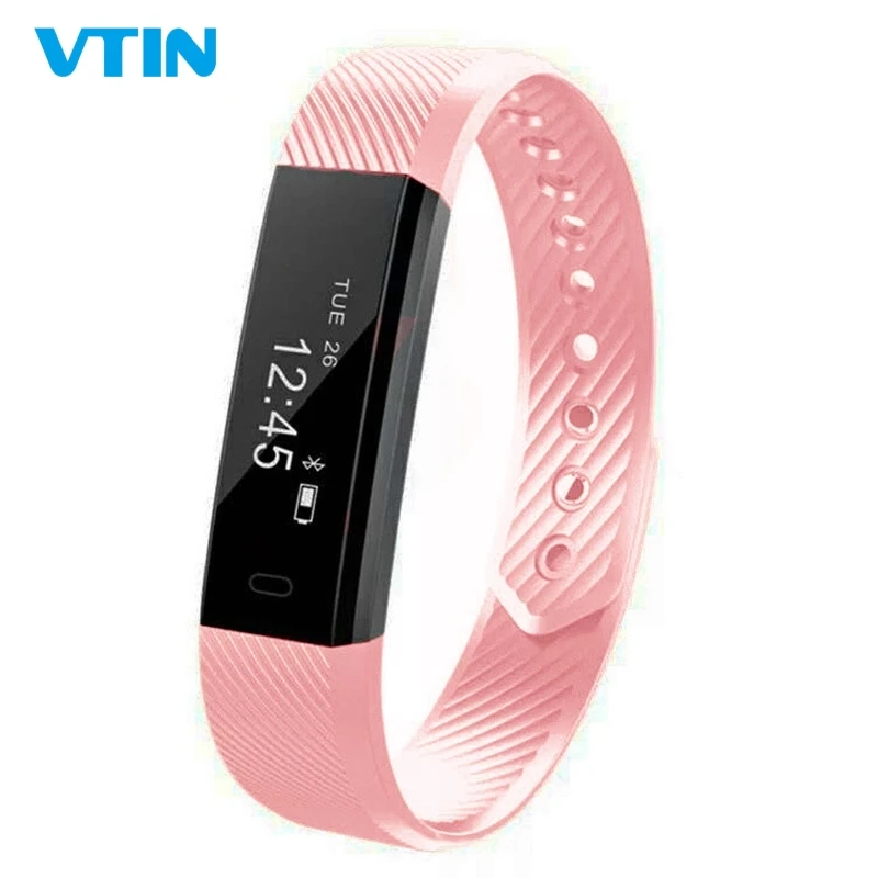Умные фитнес часы для женщин монитор сердечного ритма смарт браслет ID115HR розовый