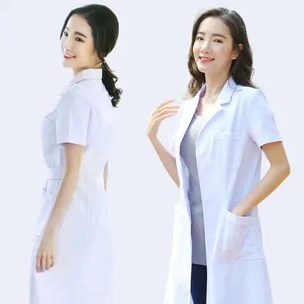 Лабораторное пальто с коротким рукавом для мужчин и женщин тонкое белое работы в