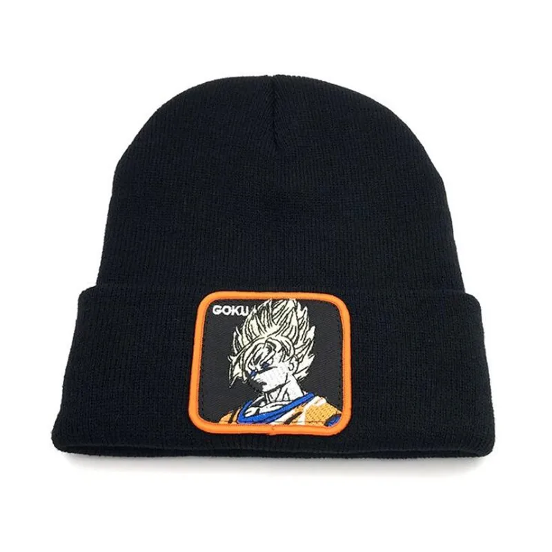 Black-Goku-1 Горячая Распродажа, осенне-зимняя Кепка для завивки с героями мультфильмов, аниме, Жемчуг дракона, периферийный Гоку, вязаная вышивка, теплая шапка, модная купольная шерстяная шапка - Цвет: Black-Goku-1