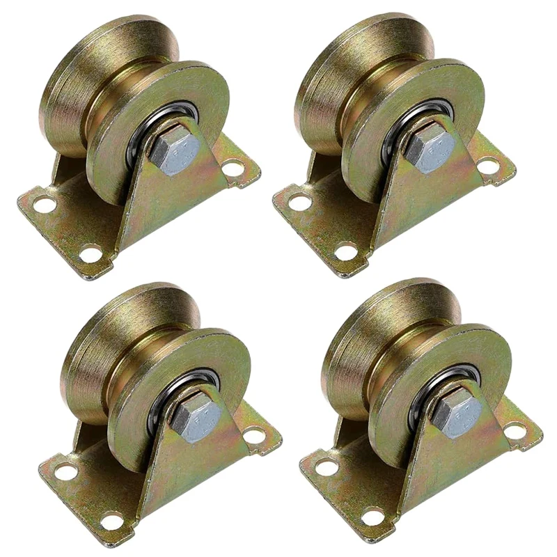 

4 Pcs 2 Inch V-Groove Track Wheel Sliding Door Roller for Track Sliding Doors Mechanical Carts and Mobile Workbench