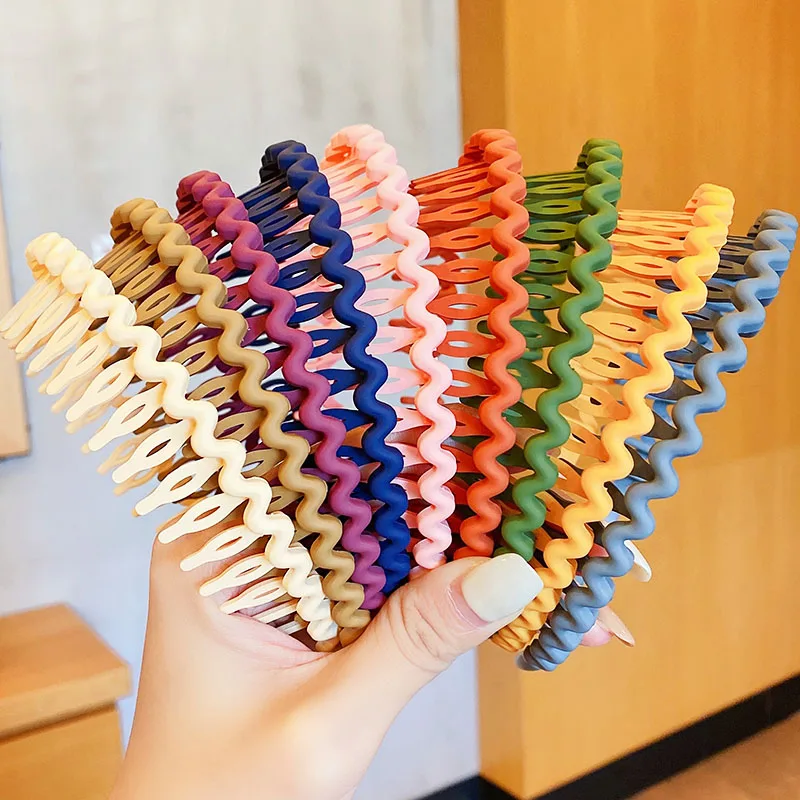 

Women Colorful Wave Big Comb Simple Matte Hairbands Thick Hair Hold Hair Hoops Sweet Headband Headwear Fashion Hair Accessories