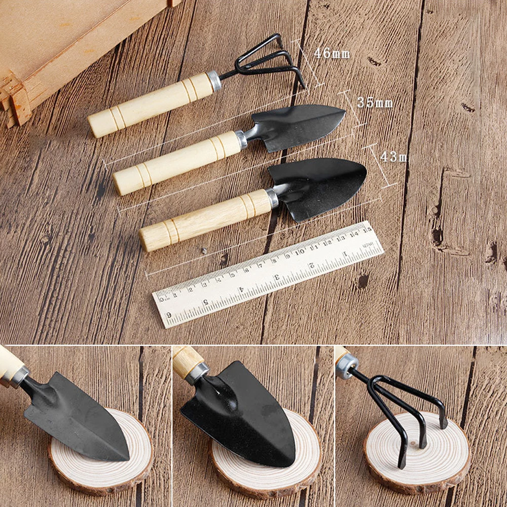 TAITU 3 шт./компл. Мини садовые лопаты инструмент коготь с деревянными ручками DIY