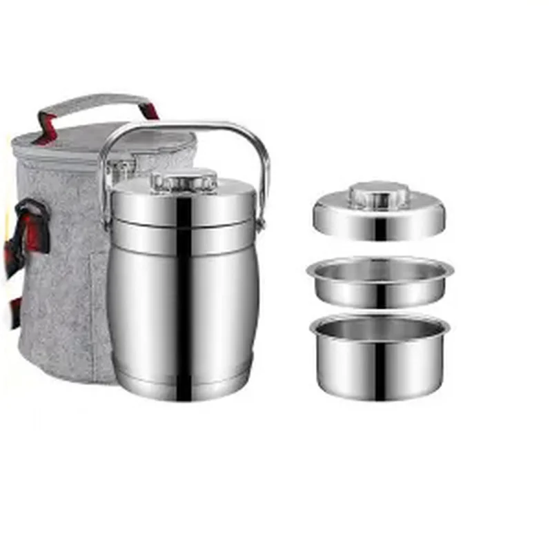 Двухслойная Нержавеющая сталь утепленная Коробки для обедов 3-слой