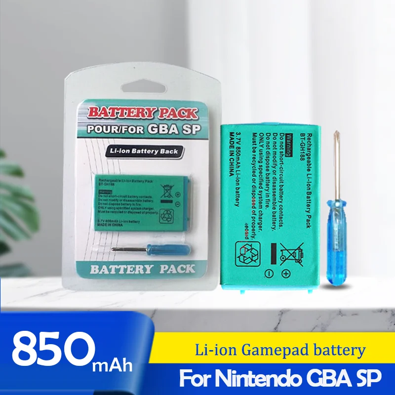 1 шт. 3 7 в 850 мАч для Nintendo Gameboy Advance GBA SP перезаряжаемая батарея + набор инструментов