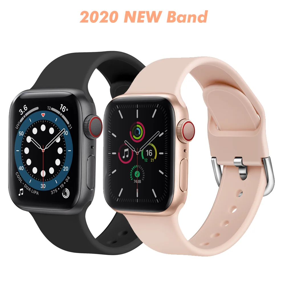 

New soft Silicone Strap for Apple watch 7 41mm 45mm 6 5 4 SE 40mm 44mm belt Sport band bracelet for iWatch series 3 2 38mm 42mm